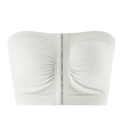 Women Fashion Plus Size Solid Color Front Buckle Tube Top No Steel Ring Anti-Drop Bra