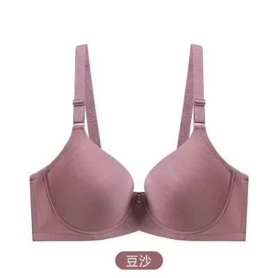 Women Fashion Simple Plus Size Solid Color Smooth Breathable Thin Adjustable Bra