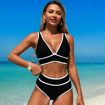 Women Fashion Sexy Color Block Bikini Swimsuit