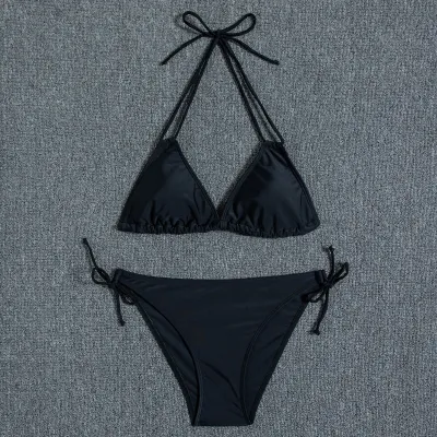 Women Fashion Sexy Printed Halter-Neck Lace-Up Bikini Swimsuit