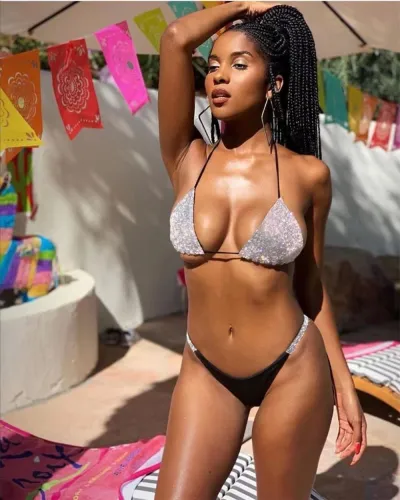 Women Fashion Sexy Sequin Halter-Neck Lace-Up Bikini Swimsuit