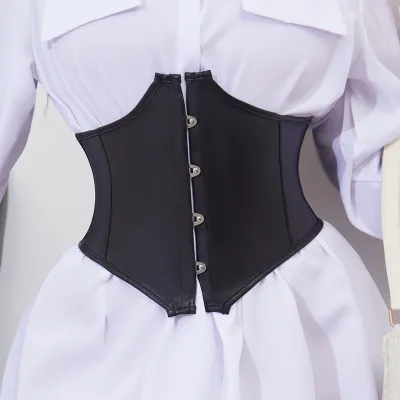 Women Fashion Solid Color Satin Waist Tunic Belt Waist