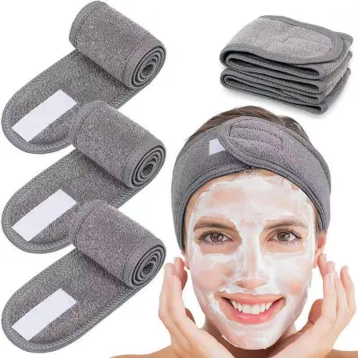 Women's Solid Color Velcro Wash Face Makeup Double Layer Sports Yoga Headband