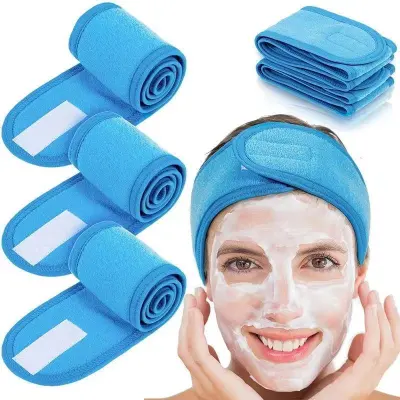 Women's Solid Color Velcro Wash Face Makeup Double Layer Sports Yoga Headband