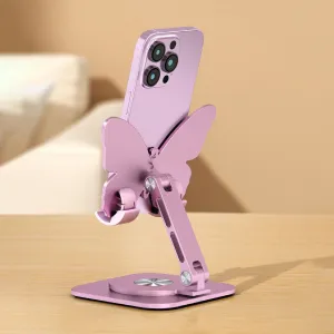 Fashion Butterfly Aluminum Alloy 360° Rotating Folding Mobile Phone Stand Holder Bracket
