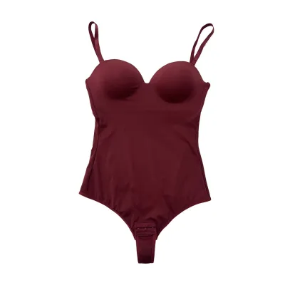 Women Fashion Sexy Simple Solid Color Traceless Buckle Bodysuit Shapewear