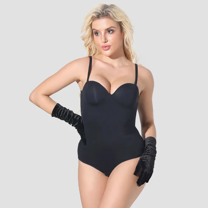 Women Fashion Sexy Simple Solid Color Traceless Buckle Bodysuit Shapewear