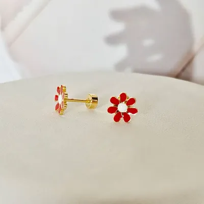Women Fashion Cute 316L Stainless Steel Glue Drop Small Daisy Petal Earrings