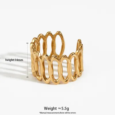 Women Fashion Simple Hollow Geometric 316L Stainless Steel Ring