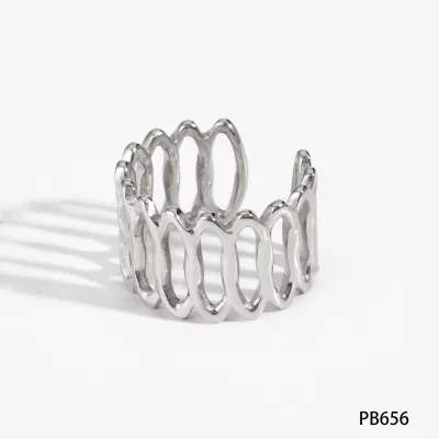 Women Fashion Simple Hollow Geometric 316L Stainless Steel Ring
