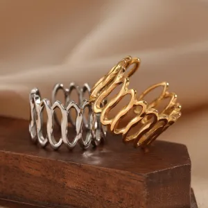 Women Fashion Simple Hollow Geometric 316L Stainless Steel Ring