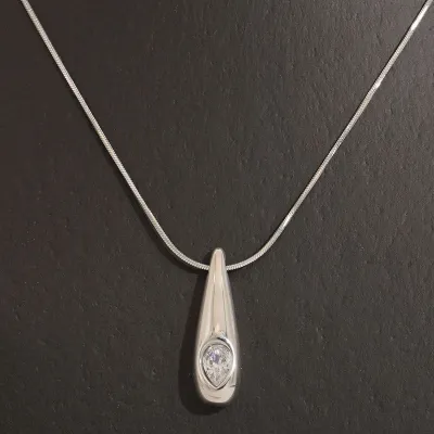Women Fashion Zircon Water Drop 316L Stainless Steel Clavicle Chain Necklace