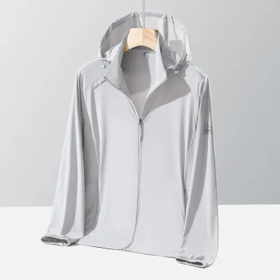 Men Fashion Casual Summer Solid Color UPF 50+ Long-Sleeve Breathable Hoodies Sun Protection Clothing