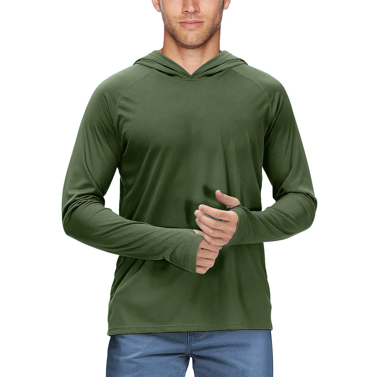 Men Fashion Casual Summer Solid Color UPF 50+ Long-Sleeve Slim-Fit Hoodies Sun Protection Clothing