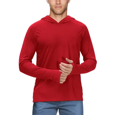Men Fashion Casual Summer Solid Color UPF 50+ Long-Sleeve Slim-Fit Hoodies Sun Protection Clothing