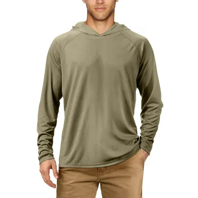 Men Fashion Casual Summer Solid Color UPF 50+ Long-Sleeve Slim-Fit Hoodies Sun Protection Clothing