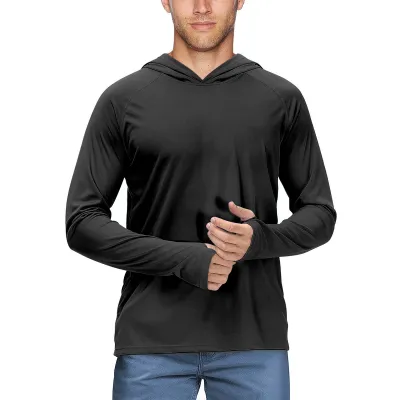 Men Fashion Casual Summer Solid Color UPF 50+ Long-Sleeve Slim-Fit Hoodies Sun Protection Clothing