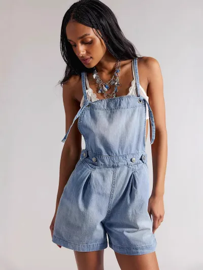 Women Fashion Casual Summer Loose Straight Denim Overalls