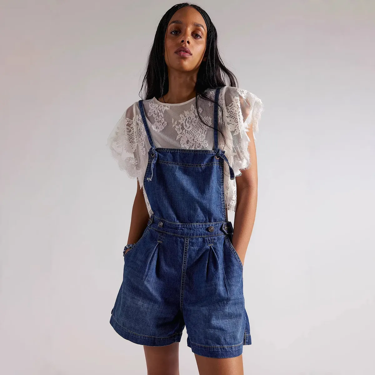 Women Fashion Casual Summer Loose Straight Denim Overalls