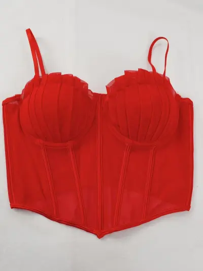 Women Fashion Sexy Solid Color Lace Slim-Fit Fishbone Corset Camisole