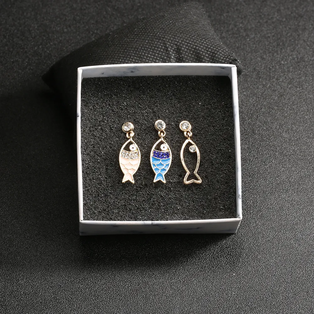 Women Fashion Boho Hollow Geometric Fish Earrings 3 Piece Set