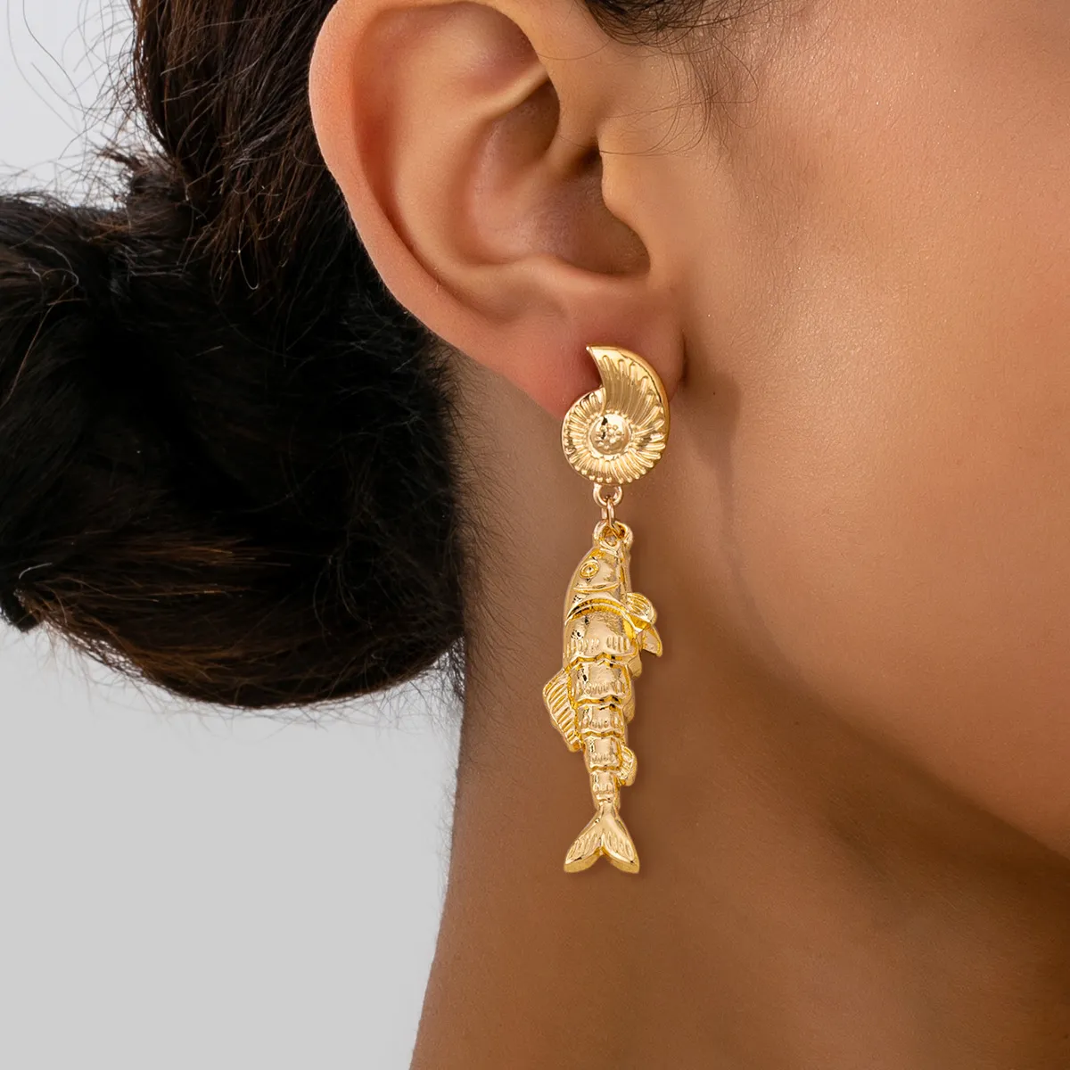 Women's Fashion Ocean Style Fish Conch Earrings