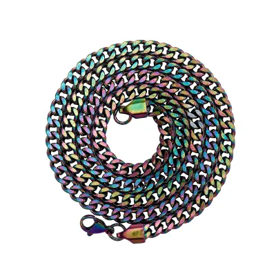 Men's Simple Multicolor 316L Stainless Steel Cuban Chain Necklace