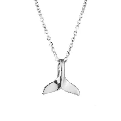 Women Fashion 316L Stainless Steel Fish Tail Pendant Clavicle Chain Necklace