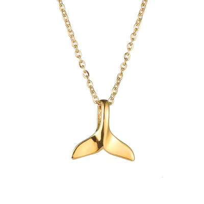 Women Fashion 316L Stainless Steel Fish Tail Pendant Clavicle Chain Necklace