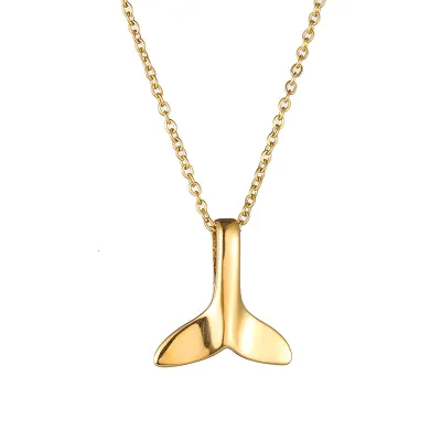 Women Fashion 316L Stainless Steel Fish Tail Pendant Clavicle Chain Necklace