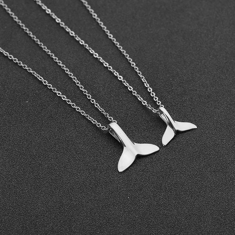Women Fashion 316L Stainless Steel Fish Tail Pendant Clavicle Chain Necklace