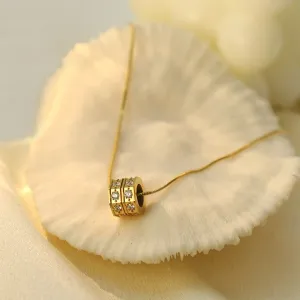Women Fashion Elegant Zircon Pendant 316L Stainless Steel Necklace Geometric