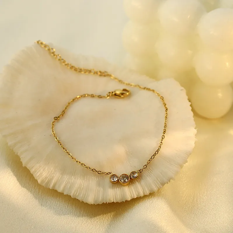 Women Fashion Simple Geometric Zircon 316L Stainless Steel Necklace