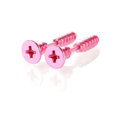 Fashion Creative Solid Color 316L Stainless Steel Cross Nail Earrings