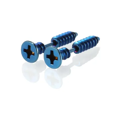 Fashion Creative Solid Color 316L Stainless Steel Cross Nail Earrings