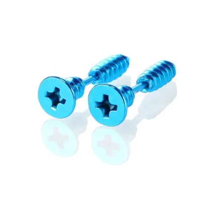 Fashion Creative Solid Color 316L Stainless Steel Cross Nail Earrings