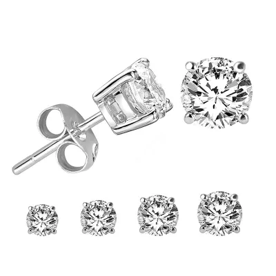 Women Simple 316L Stainless Steel Round Zircon Earrings