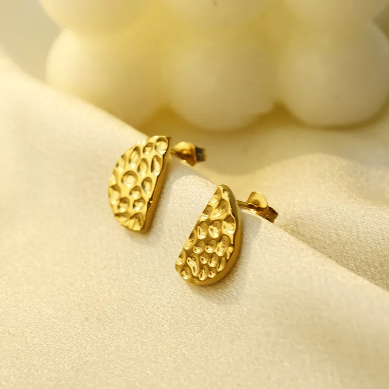 Women Creative Irregular Cheese Shape 316L Stainless Steel Earrings