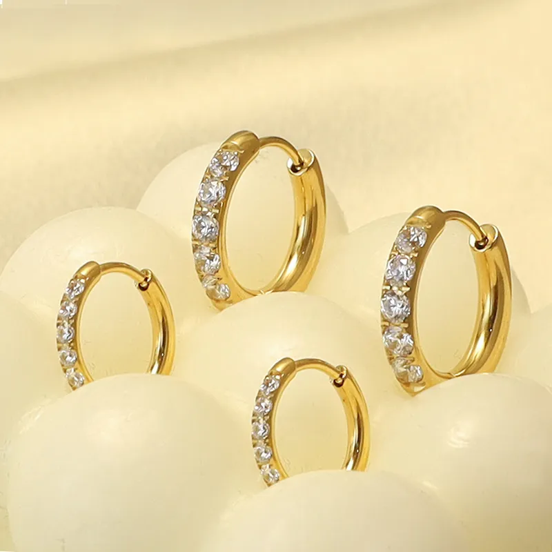 Women Geometric 316L Stainless Steel Zircon Minimalist Earrings