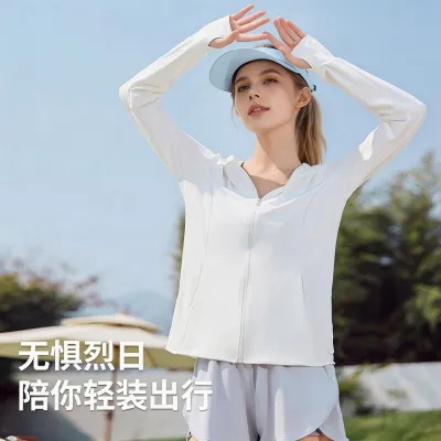 Women Fashion Casual Summer Solid Color UPF 50+ Long-Sleeve Breathable Hoodies Sun Protection Clothing