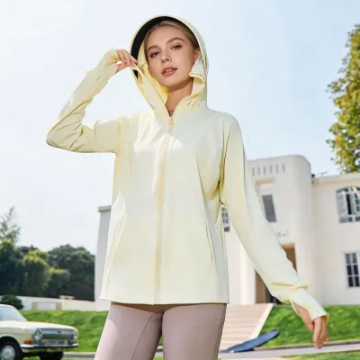 Women Fashion Casual Summer Solid Color UPF 50+ Long-Sleeve Breathable Hoodies Sun Protection Clothing