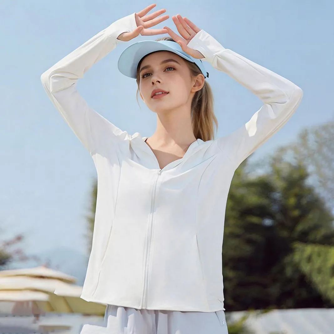 Women Fashion Casual Summer Solid Color UPF 50+ Long-Sleeve Breathable Hoodies Sun Protection Clothing