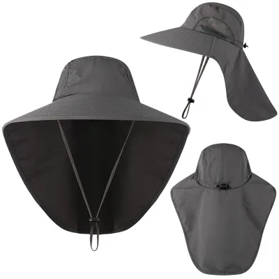 Men Fashion Casual Summer Big Eave Fishing Outdoor Neck Protection Quick-Drying UPF 50+ Sun Hat