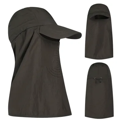 Fashion Casual Summer Solid Color Long Face-Covering Neck Protection UPF 50+ Sun Protection Hats