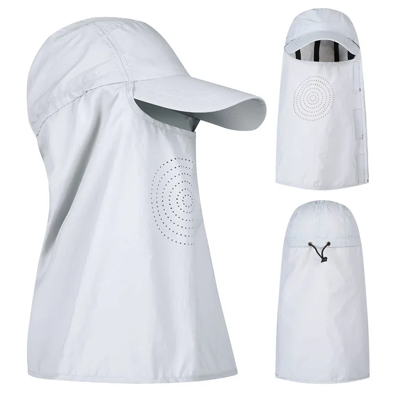 Fashion Casual Summer Solid Color Long Face-Covering Neck Protection UPF 50+ Sun Protection Hats