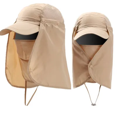 Men Casual Breathable Face Neck Protection UPF 50+ Quick-Drying Outdoor Sun Protection Hat