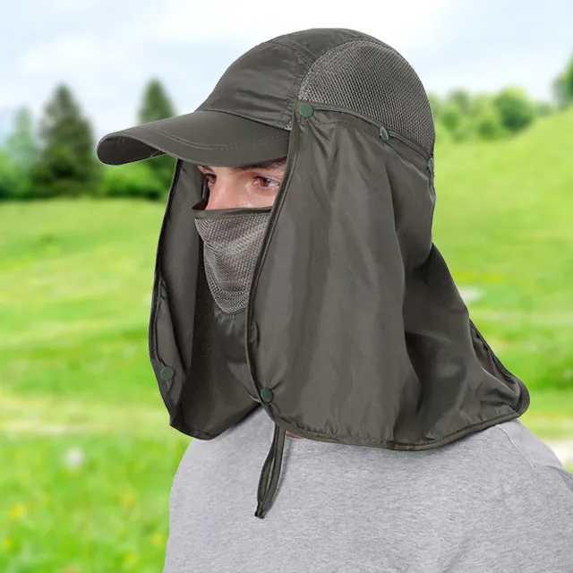 Men Casual Breathable Face Neck Protection UPF 50+ Quick-Drying Outdoor Sun Protection Hat