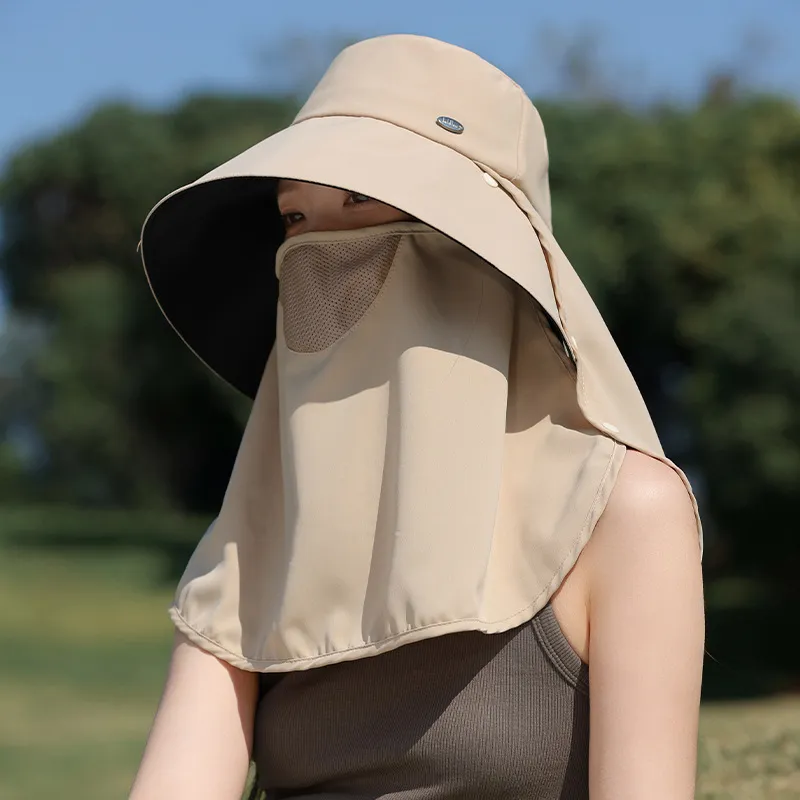 Women Fashion Solid Color UPF 50+ Extended Widened Brim Outdoor Sun Protection Hats