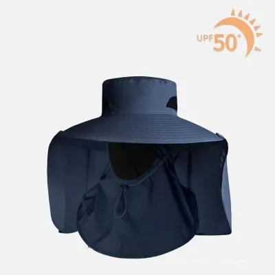 Men Fashion Casual Solid Color Breathable UPF 50+ Big-Brimmed Outdoor Face mask Sun Protection Hats