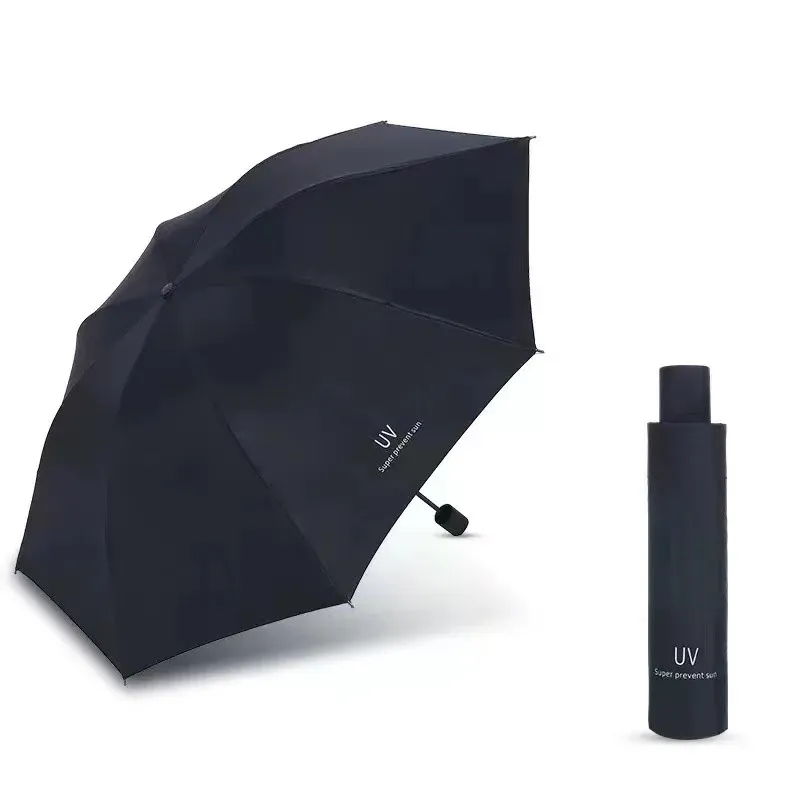 Fashion Manual UV Protection Rain Umbrella Sun And Rain Dual-Purpose Three Fold Umbrella With Iron Ribs